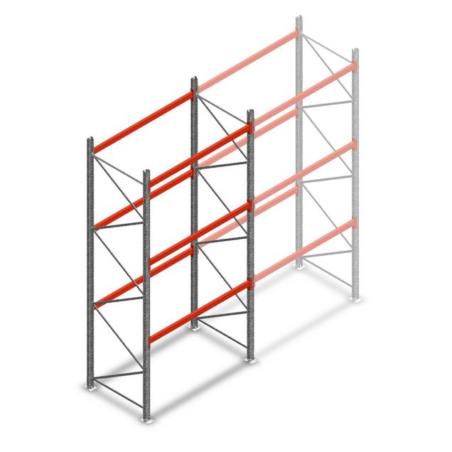 Palettenregal AR T2 4000x1850x1100mm (HxBxT) 3 Ebenen 2530kg/Ebene Grundregal