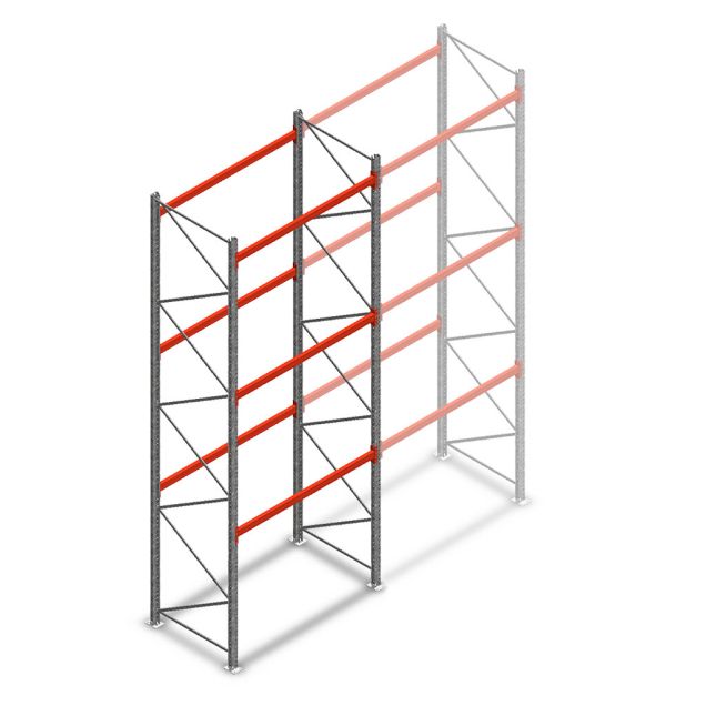 Palettenregal AR T2 5000x1850x1100mm (HxBxT) 3 Ebenen 2530kg/Ebene Grundregal