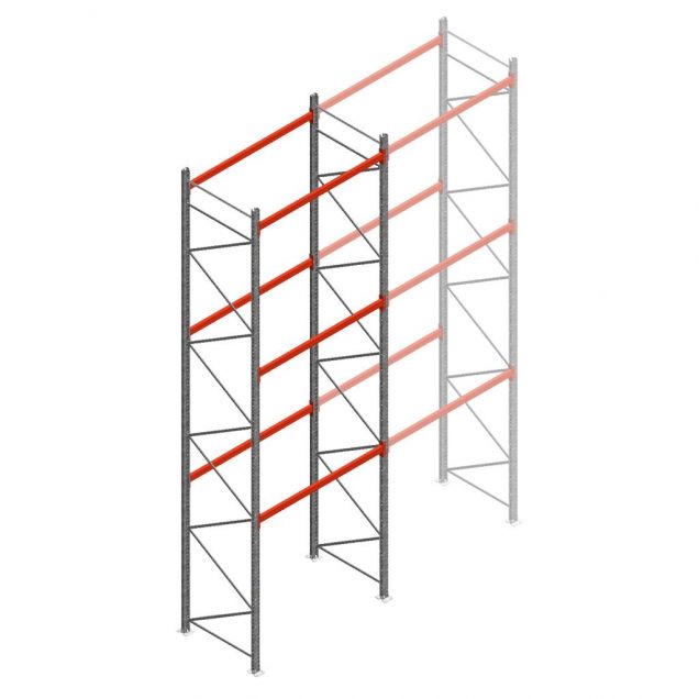 Palettenregal AR T2 6000x1850x1100mm (hxbxt) 3 Ebenen 2530kg/Eb. Anfangsregal mit vormontierten Rahmen