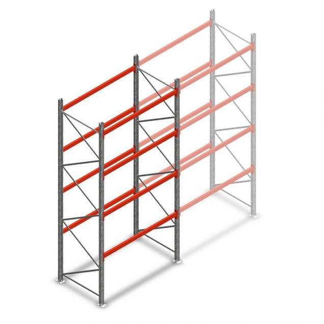 Palettenregal AR T2 4000x1850x1100mm (hxbxt) 4 Ebenen 2530kg/Eb. Anfangsregal mit vormontierten Rahmen