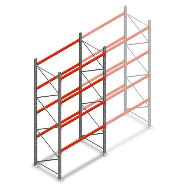 Palettenregal AR T2 4000x1850x1100mm (HxBxT) 4 Ebenen 2530kg/Ebene Grundregal
