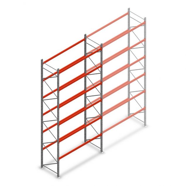 Palettenregal AR T2 6000x2700x1100mm (hxbxt) 6 Ebenen 1820kg/Eb. Anfangsregal mit vormontierten Rahmen