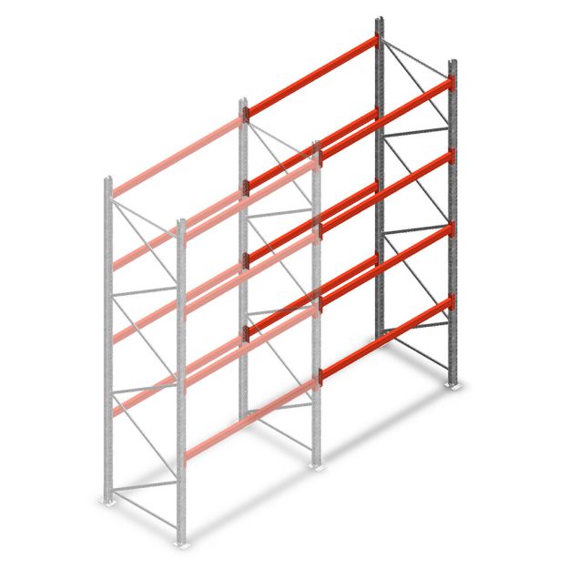 Palettenregal AR T2 4500x1850x1100 mm (HxBxT) 4 Ebenen 2530kg/Eb. Anbauregal