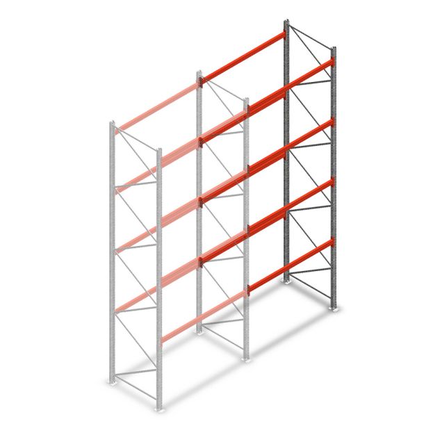 Palettenregal AR T2 5000x1850x1100mm (HxBxT) 4 Ebenen 2530kg/Eb. Anbauregal