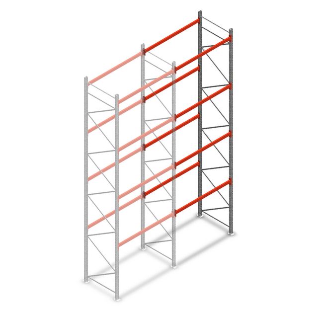 Palettenregal AR T2 6000x1850x1100 mm (HxBxT) 4 Ebenen 2530kg/Eb. Anbauregal