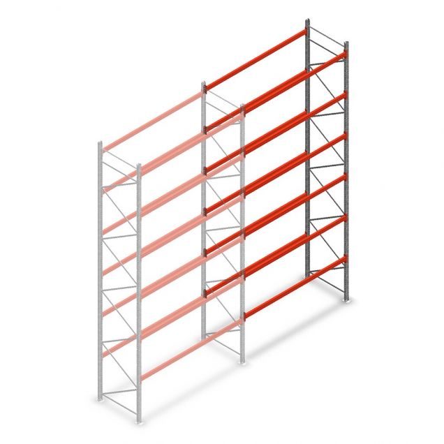 Palettenregal AR T2 6000x2700x1100mm (hxbxt) 6 Ebenen 1820kg/eb Anbauregal mit vormontierten Rahmen