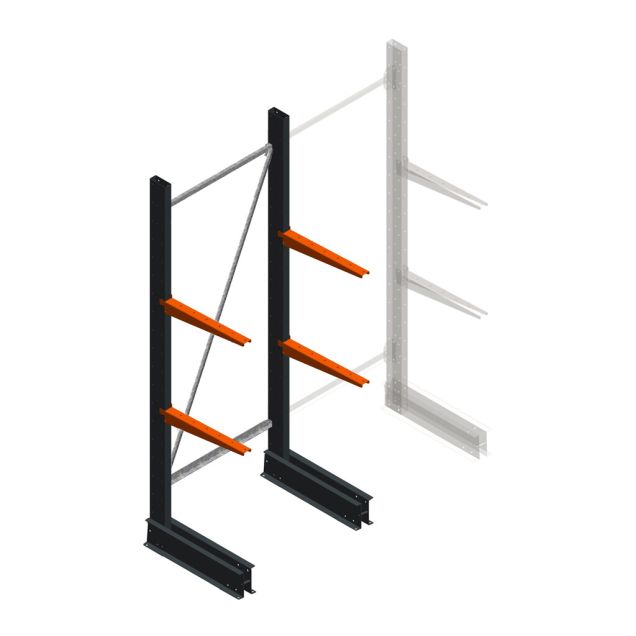 Leichtes einseitiges Kragarmregal BR 2000x750x500 mm (HxBxT) 2 Ebenen Grundregal
