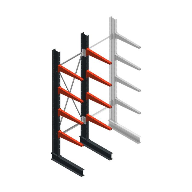 Medium Kragarmregal BR einseitig 2500x750x600mm (hxbxt) 4 Ebenen Anfangsregal