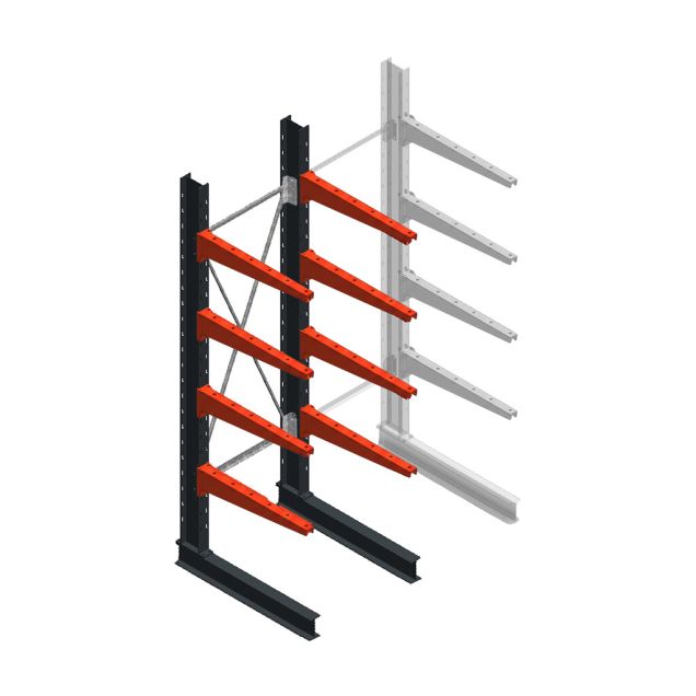 Medium Kragarmregal BR einseitig 2500x750x800mm (hxbxt) 4 Ebenen Beginregal