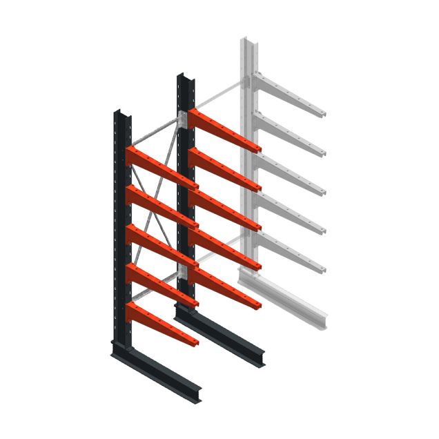 Mittlere Kragarmregal BR einseitig 2500x750x800mm (hxbxt) 5 Ebenen Anfangsregal
