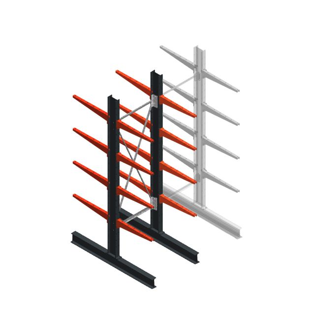 Medium Kragarmregal BR einseitig 2500x750x600mm (hxbxt) 4 Ebenen Anfangsregal