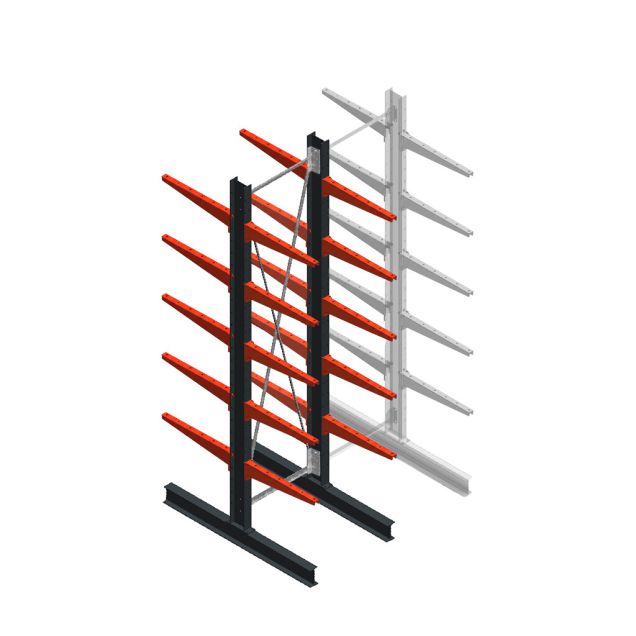 Medium Kragarmregal BR einseitig 3000x750x600 mm (HxBxT) 5 Ebenen Grundregal 290/Arm