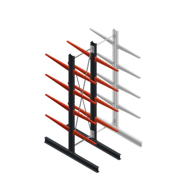 Medium Kragarmregal BR einseitig 3000x750x800 mm (HxBxT) 4 Ebenen Grundregal 220/Arm