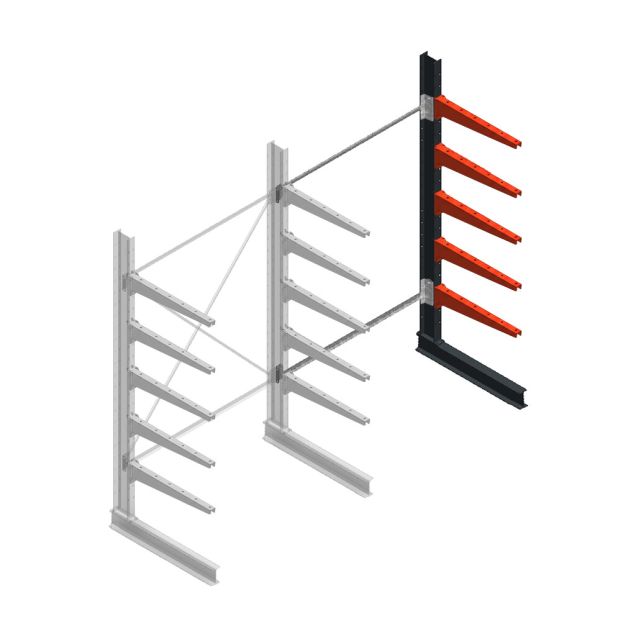 Medium Kragarmregal BR einseitig 2500x1500x800mm (HxBxT) 5 Ebenen Anbauregal 340/Arm