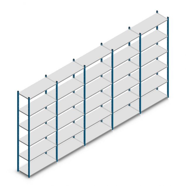 Vorteilsreihe Fachbodenregal Medium Duty 2500x5000x400 mm (hxbxt) 6 Ebenen blau