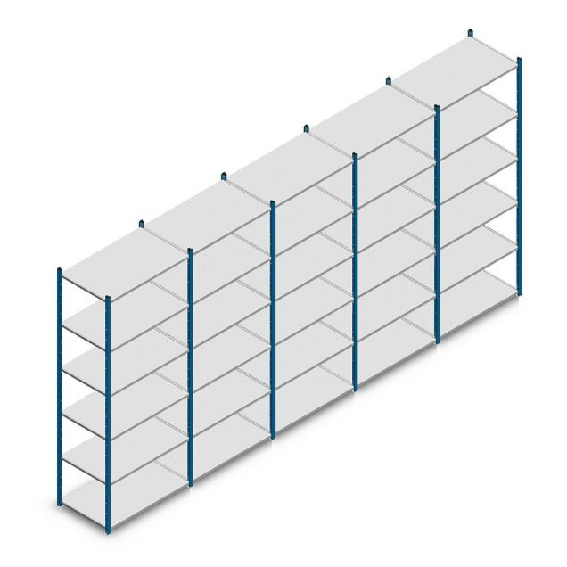 Vorteilsreihe Fachbodenregal Medium Duty 2500x5000x600 mm (hxbxt) 6 Ebenen blau