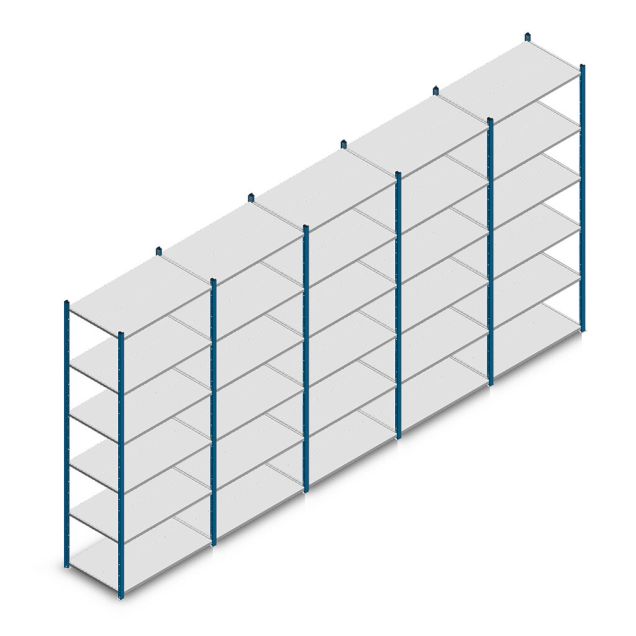 Vorteilsreihe Fachbodenregal Medium Duty 2500x5000x600 mm (HxBxT) 6 Ebenen blau