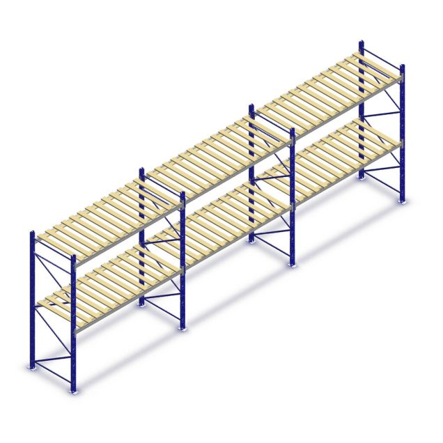 Vorteilsreihe gebrauchtes Stow Palettenregal 2550x11280x1100 mm (HxBxT) 2 Ebenen mit Stegen