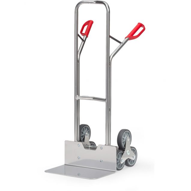 Treppensackkarre Aluminium 200 kg 1300 mm mit 2 dreiarmigen Radsternen, extra breite Schaufel