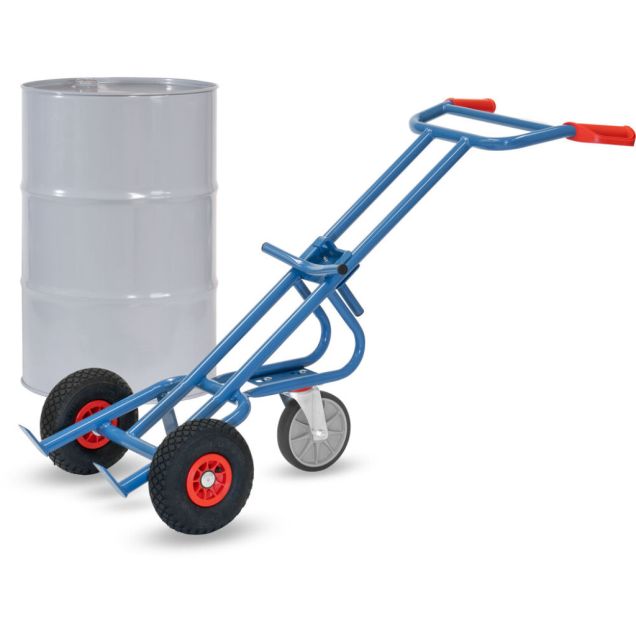 Fasskarre 300 kg 1600 mm mit Luftreifen und Stütz-Lenkrolle