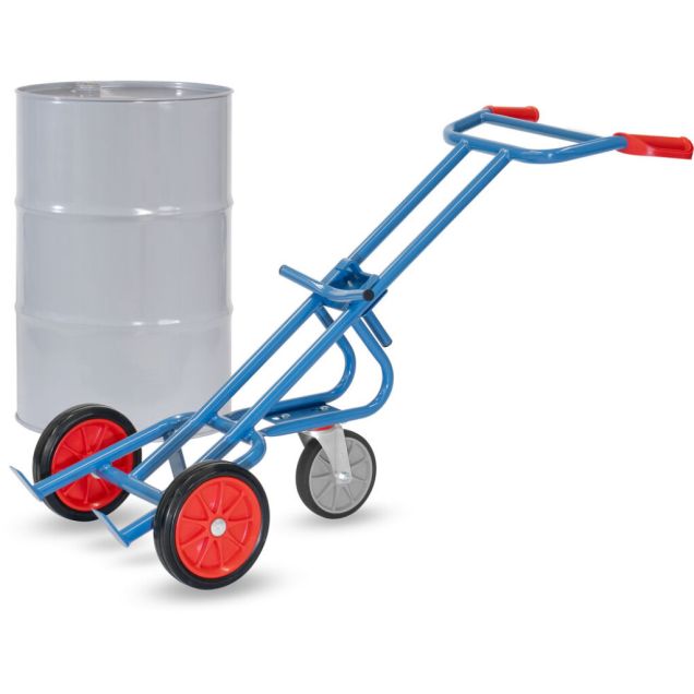 Fasskarre 300 kg 1600 mm mit Gummireifen und Stütz-Lenkrolle
