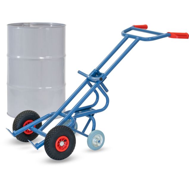 Fass-Sackkarre 300 kg 1600 mm mit Luftreifen und 2 Stützrollen