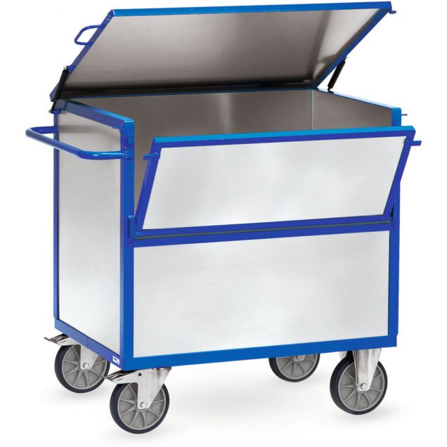 Bakwagen 600 kg 1000x700 mit Wänden aus verzinktem Stahlblech und Deckel
