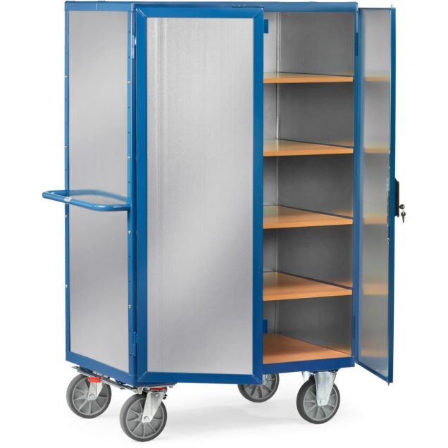 Schrankwagen 750 kg 1000x680 mit 5 Etagen, verzinktem Stahlblech und Drehstangenverschluss