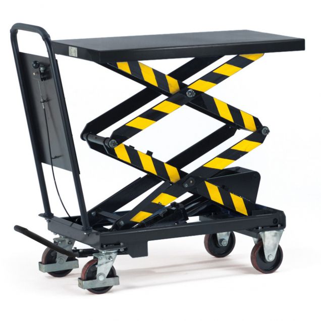 Hubtisch, Hubwagen 300 kg 1010x520 mm (lxb) mit Doppelschere und verschraubtem Schiebegriff