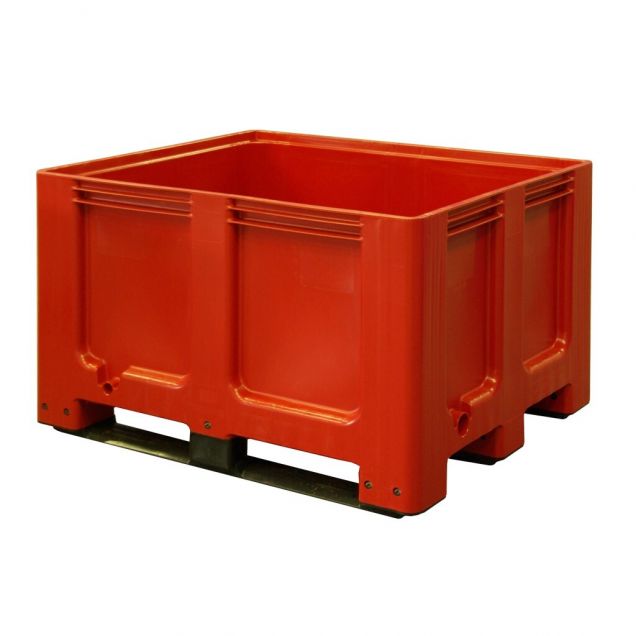 Palettenbox Blockpalettenformat 1200x1000x760 mm (lxbxh) auf 3 Kufen rot