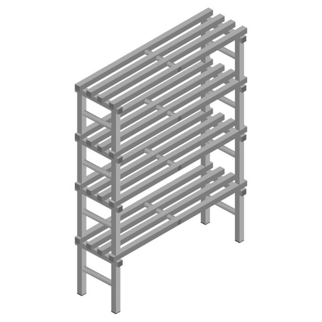 Kunststoffregal REA Euro grau 1600x1200x400 mm (HxBxT) 4 Ebenen