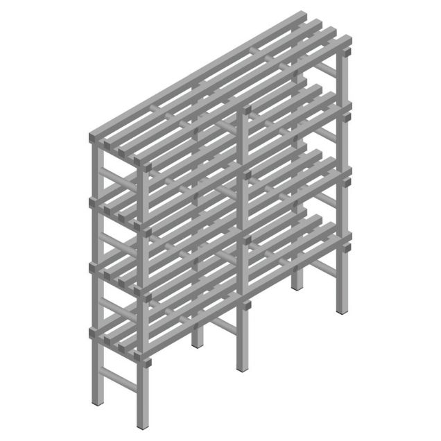 Kunststoffregal REA Euro grau 1900x1500x400 mm (HxBxT) 4 Ebenen