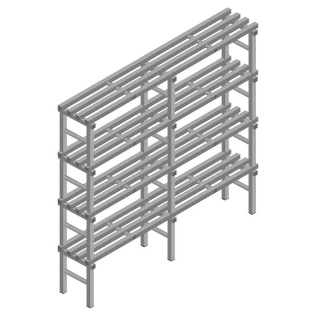 Kunststoffregal REA Euro grau 1900x2000x400 mm (HxBxT) 4 Ebenen