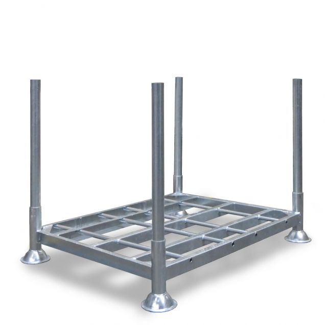Stapelregal, Stapelrack einzeln inklusive vier Rundbalken von 1000 mm 1545x1180x830 mm (lxbxh) feuerverzinkt