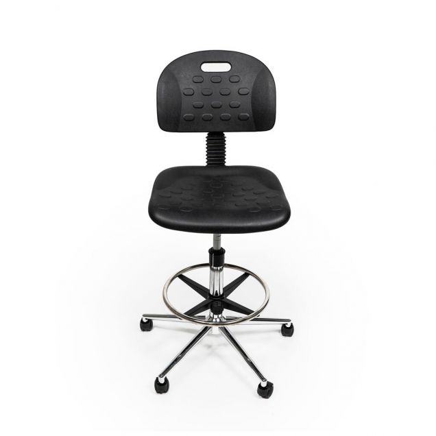 Ergonomischer und verstellbarer Werkstattstuhl auf Rollen/Gleitern - BT