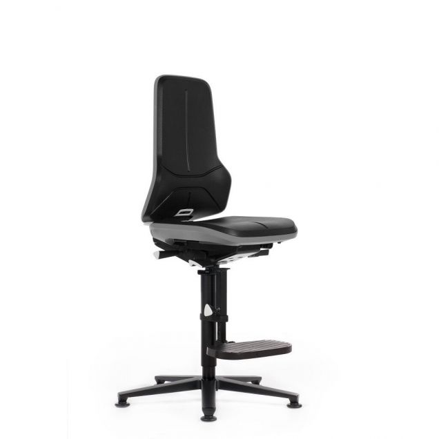 Bimos Arbeitsstuhl Neon mit Gleitern und Fußstütze Grau