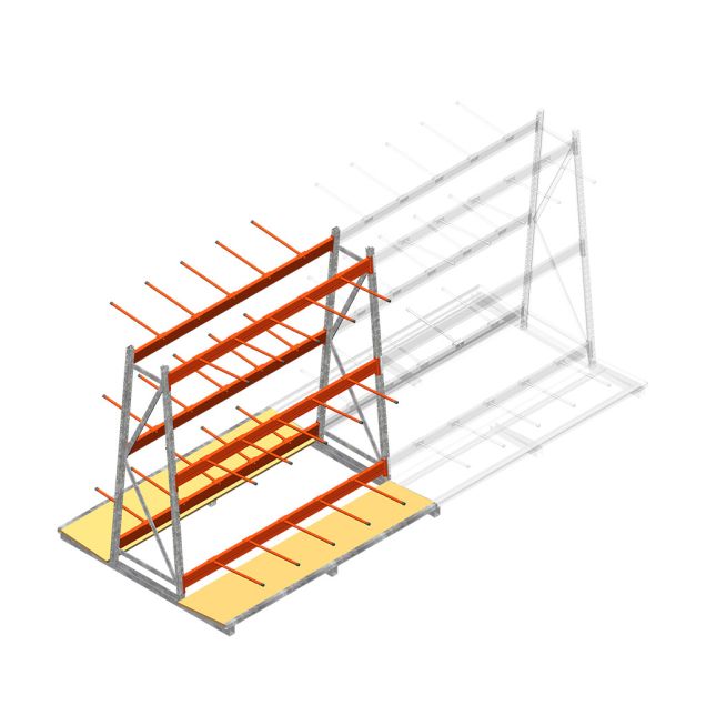 Regal für vertikale Lagerung AR beidseitig 2000x1850x1700 mm (HxBxT) 3 Ebenen Grundregal