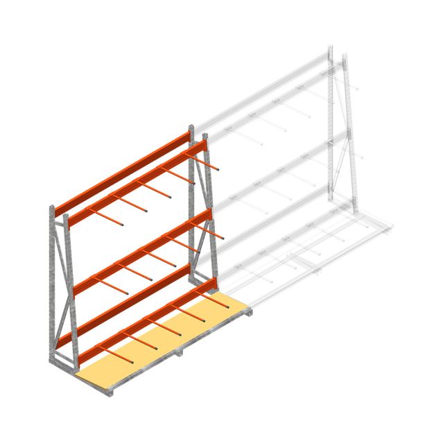 Regal für vertikale Lagerung AR einseitig 2000x1850x900 mm (HxBxT) 3 Ebenen Grundregal