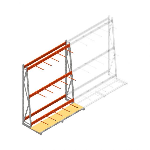 Regal für vertikale Lagerung AR einseitig 2500x1850x900 mm (hxbxt) 3 Ebenen Anfangsregal