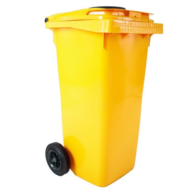 Kunststoff Container mit Rosette 120L, Gelb