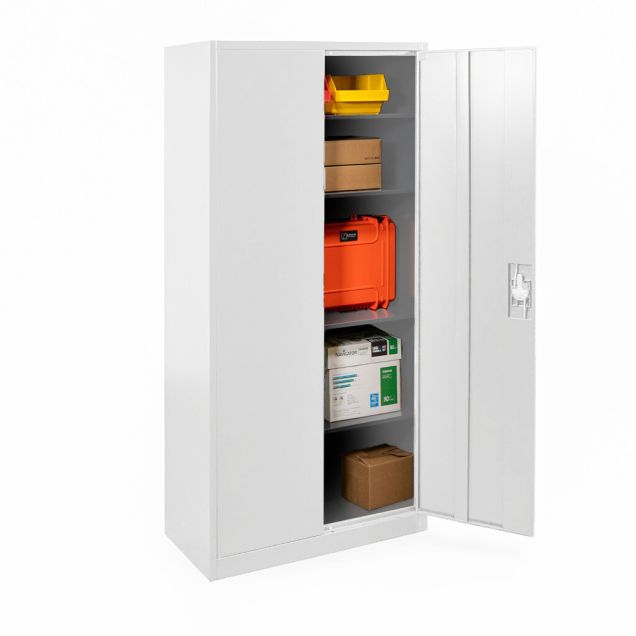 Flügeltürenschrank mit Zylinderschloss - 1800x900x400mm (hxbxt) Grau