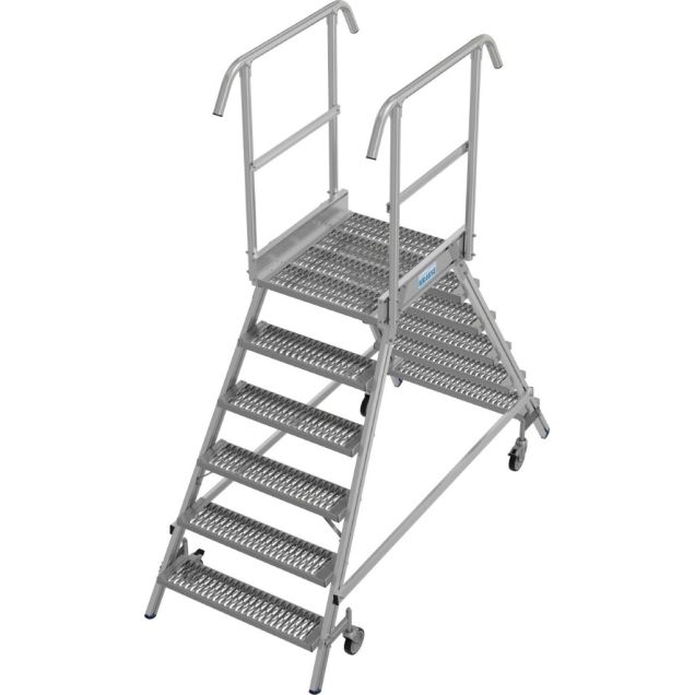 Doppelseitige Plattformtreppe Krause R13 Antirutsch-Profilrost 2x6 Stufen 1450mm