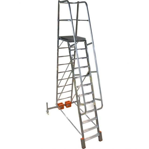 Plattformtreppe Krause Vario Compact mit Stabilisator 1365mm 12 Stufen 2750mm