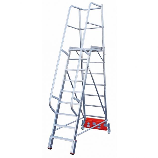 Plattformtreppe Krause Vario Compact mit Stabilisator 750 mm 9 Stufen 2100 mm