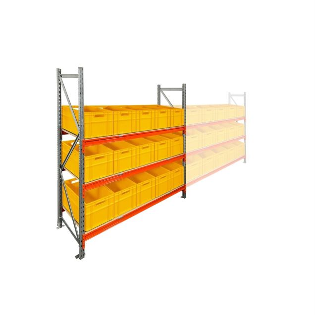 Behälterregal AR 2000x2250x600 mm (HxBxT) 3 Ebenen mit 15 Euronorm-Stapelbehältern gelb Grundregal