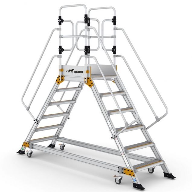 Plattformtreppe Wixor doppelt mit Federrollen 6 Stufen