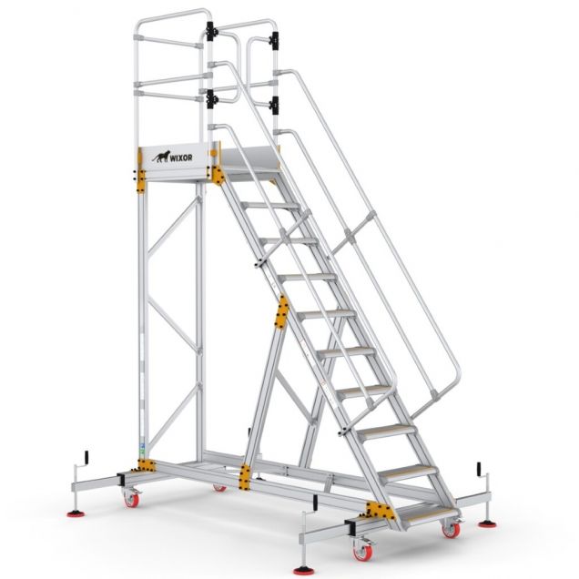Wixor Plattformtreppe mit Stabilisator 10 Stufen