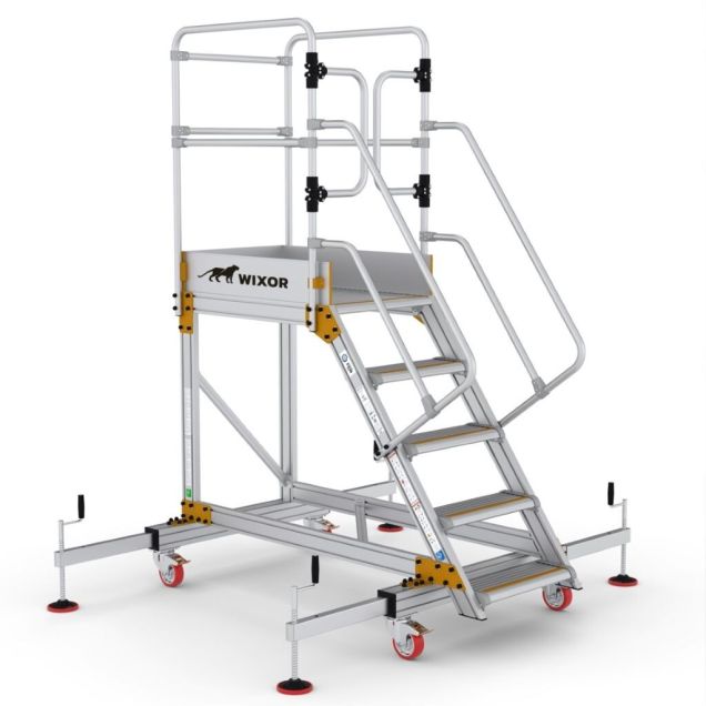 Plattformtreppe Wixor mit Stabilisator 5 Stufen