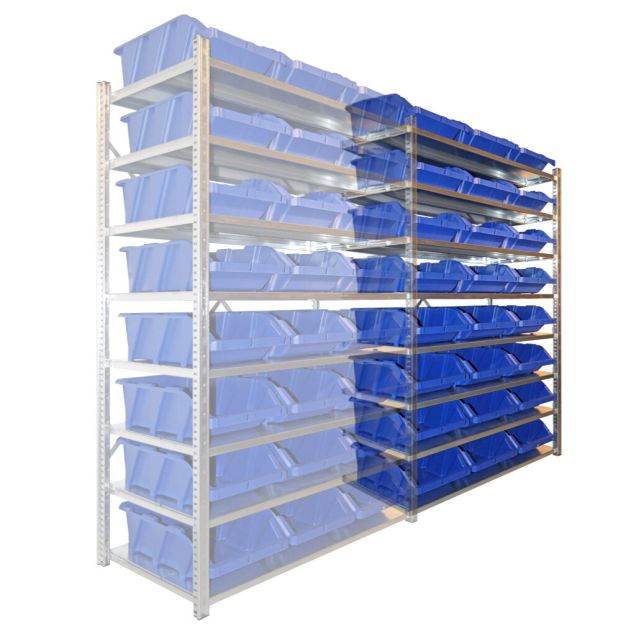 Behälterregal Light Duty 2000x1000x500 mm (HxBxT) 8 Ebenen Anbauregal