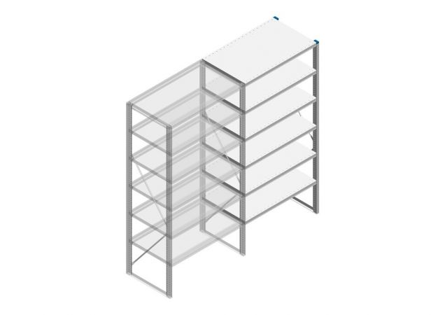 Aanbouwsectie gebruikte Nedcon legbordstelling 2000x970x800 mm (hxbxd) 6 niveaus